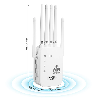 6-Antenna WiFi Signal Extender—1200Mbps Dual-Band Signal Booster