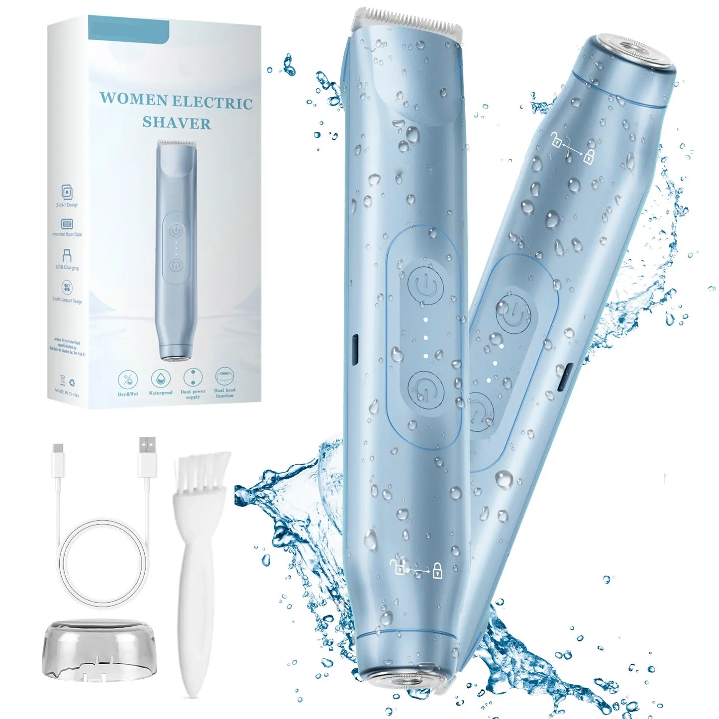 Bikini Trimmer for Women, Electric Shaver and Razor Rechargeable 2-in-1 Body and Facial Epilator