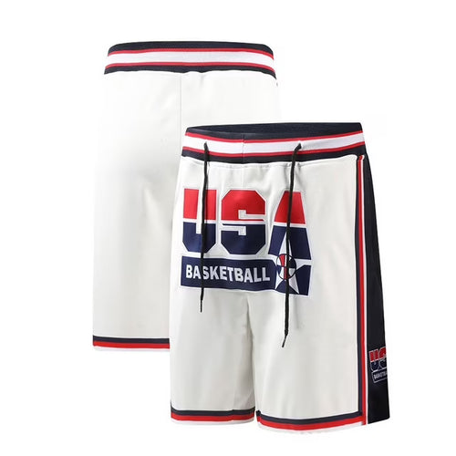 The Classic '92 Dream Edition USA Shorts – High-Quality Embroidered Retro Hardwood Basketball Shorts