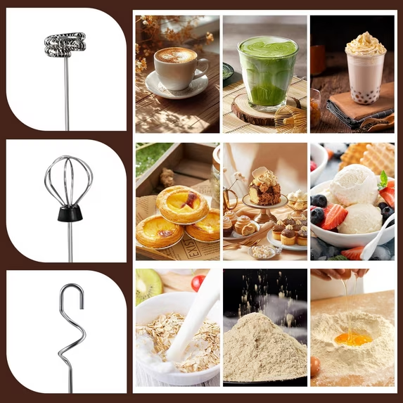 3-in-1 Rechargeable Milk Frother – Perfect for Coffee and Baking