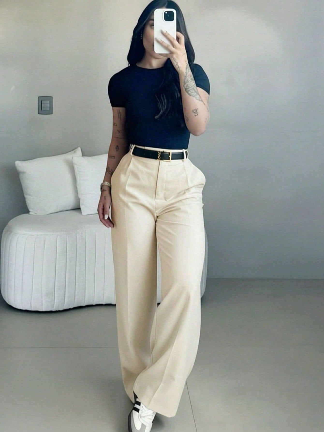 High-Waist Straight-Leg Pants