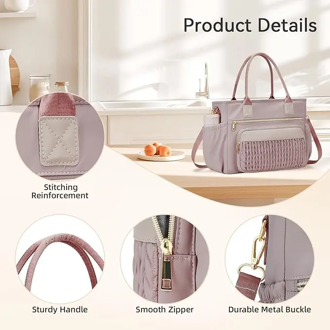 Extra-large capacity lunch bag with adjustable shoulder strap and long-lasting insulation