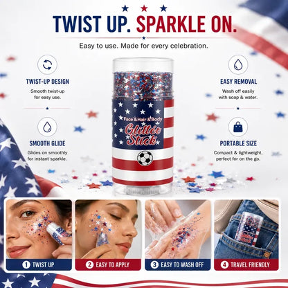 🦅4th of July Glitter Stick✨🔔Red, White & Blue Body & Hair Sparkle