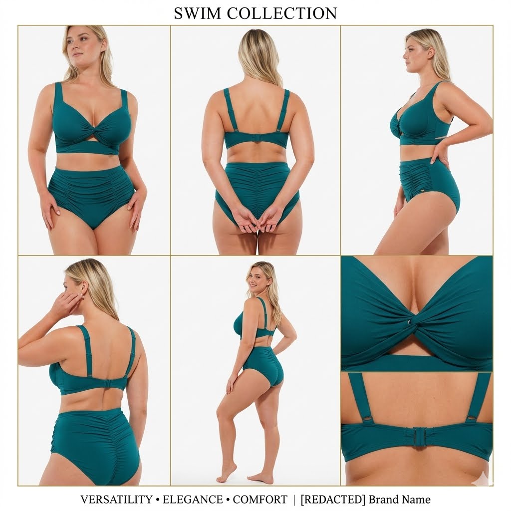 High-Waist Shaping Bikini Set with Twist-Front Support Top