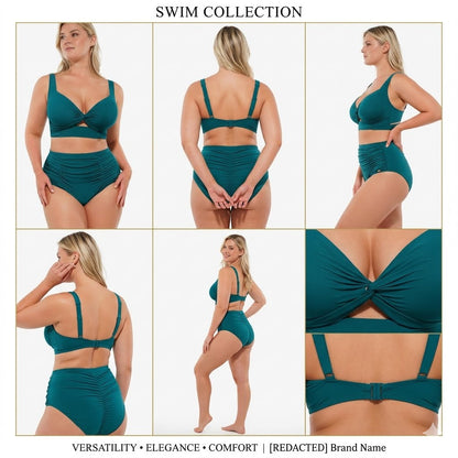 High-Waist Shaping Bikini Set with Twist-Front Support Top