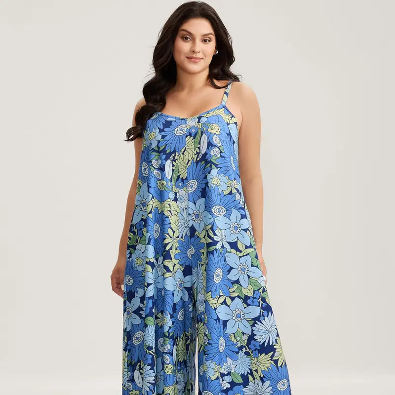 Women’s Plus Size Bohemian Spandex Overalls – Flowy Comfort, Effortless Style