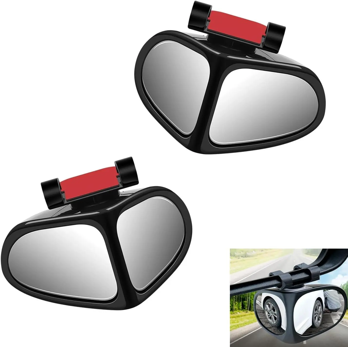 2 PCS 360° Rotating Dual-Lens Rearview Assist Blind Spot Mirror