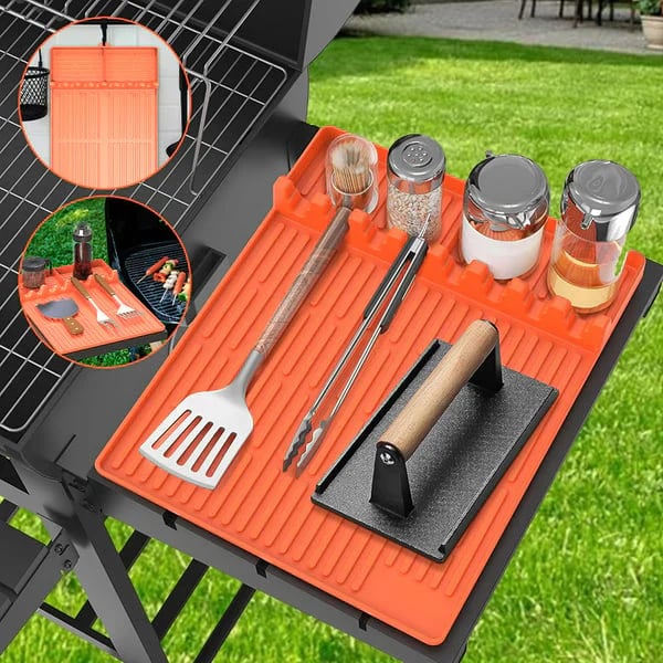🌞Summer Sale 49% OFF🍖Silicone BBQ Side Shelf Mat — Keep Tools Clean & Close