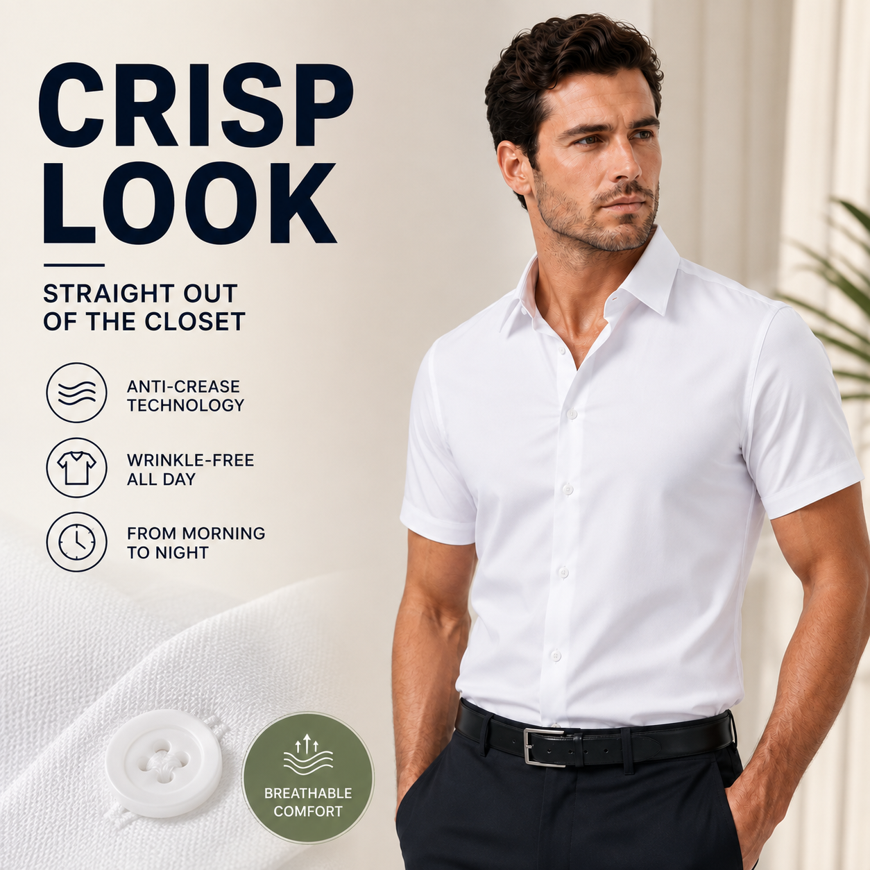 Men's 4-Way Ultra-Stretch Short Sleeve Dress Shirt
