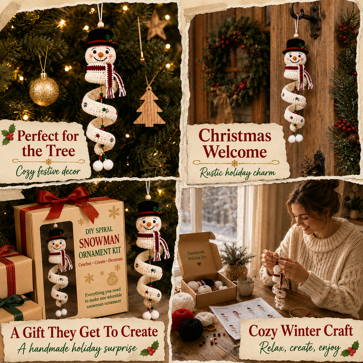 🎄 Handmade Christmas Crochet Ornament Kit - The Perfect DIY Holiday Gift & Decoration 🎅
