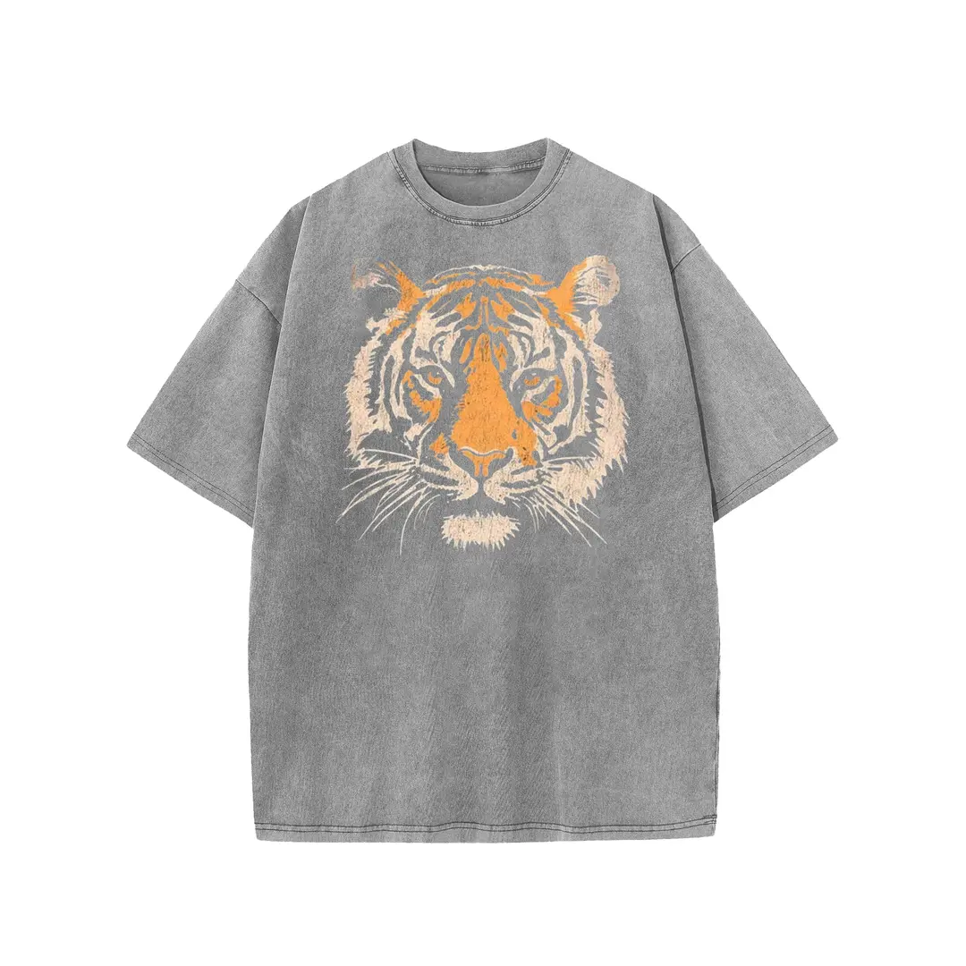 Unisex Retro Tiger Stripe Pattern Short-Sleeve T-Shirt