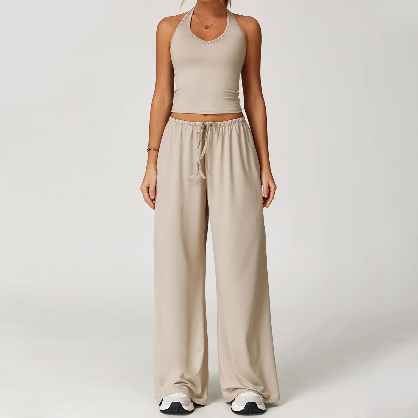 🏃‍♀️Sportswear Set – Adjustable V-neck tank top and wide-leg pants🏃‍♀️