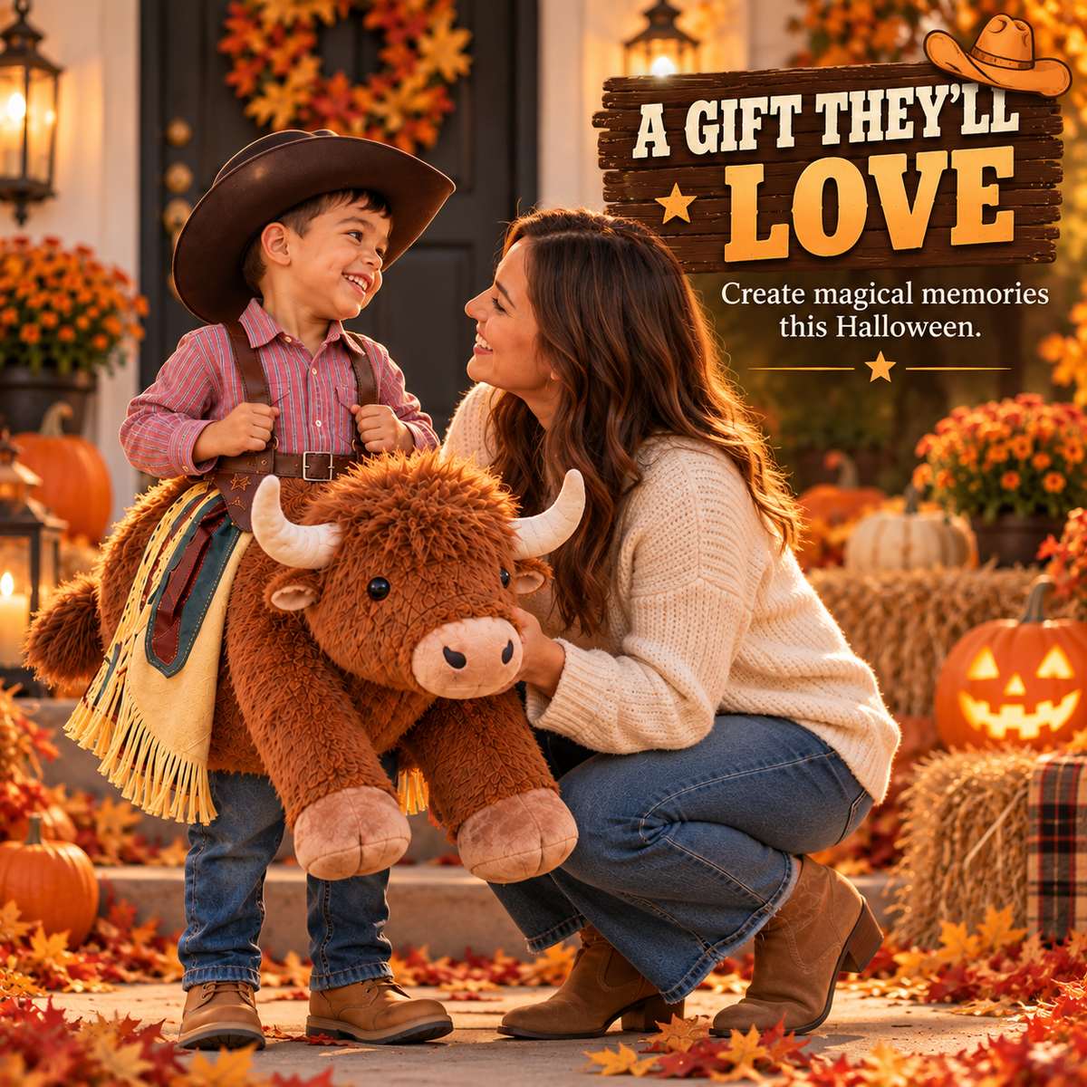 🐂Kids Ride-On Cowboy Bull Halloween Costume🐂