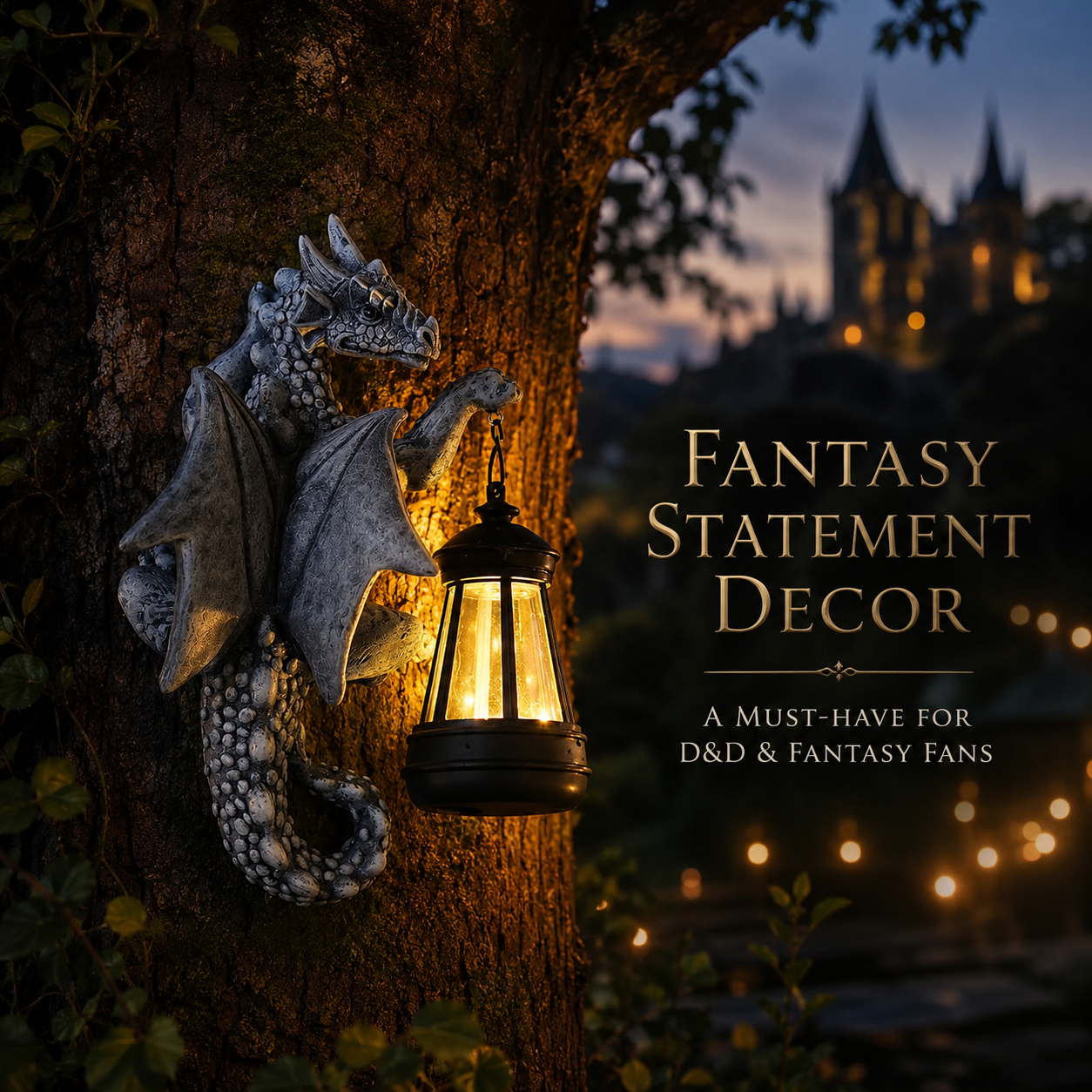 Solar Dragon Sculpture – Fantasy Garden Guardian with Enchanted Glow