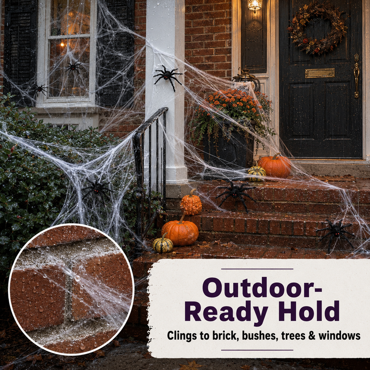 Ultra-Stretch Cobweb Decor Kit with 6 Vivid Spiders