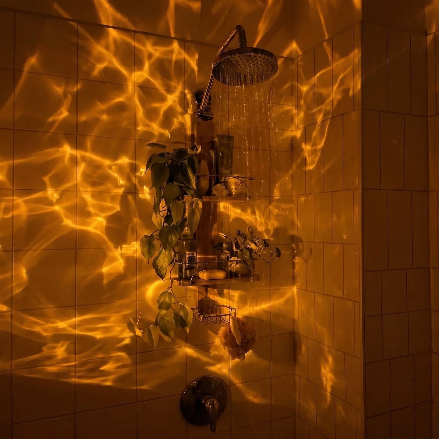 The Healing Glow™Bathroom Shower Lamp with 16 Color Ocean Wave Projector