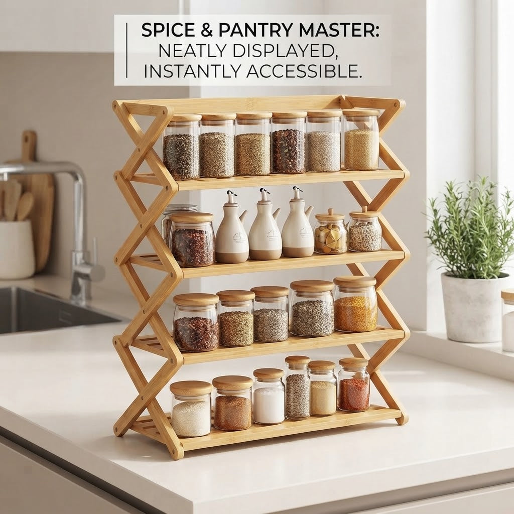 Foldable Bamboo Corner Organizer: Instant Clutter-Free Space in Seconds