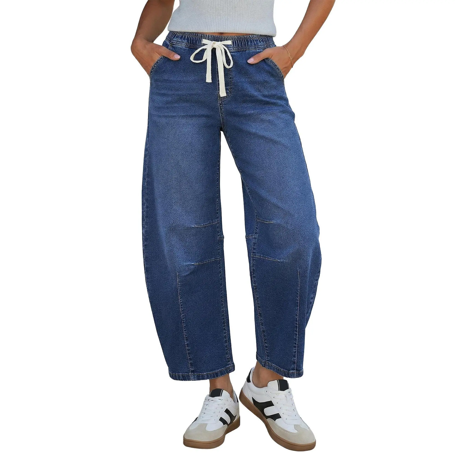 Women's high-waisted stretch wide-leg jeans