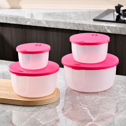 4-Piece Food Storage Containers with Lids – Multi-Size Stackable Kitchen Storage Bowls