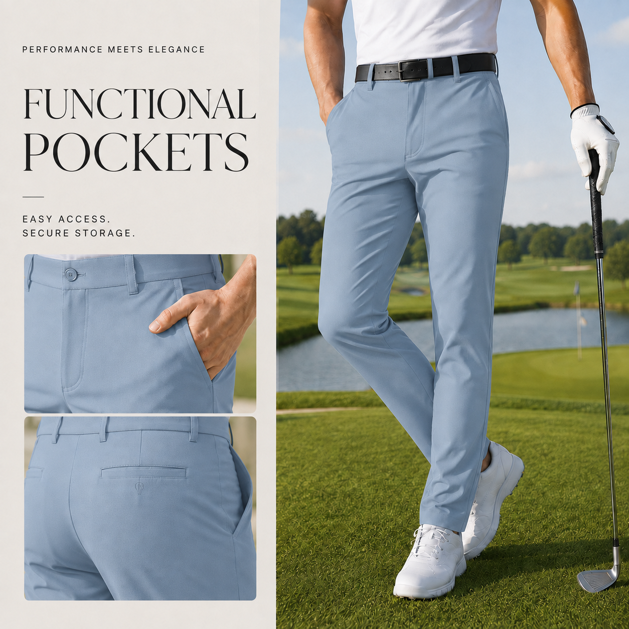Men's Lightweight Stretch Golf Pants – Quick-drying and Breathable