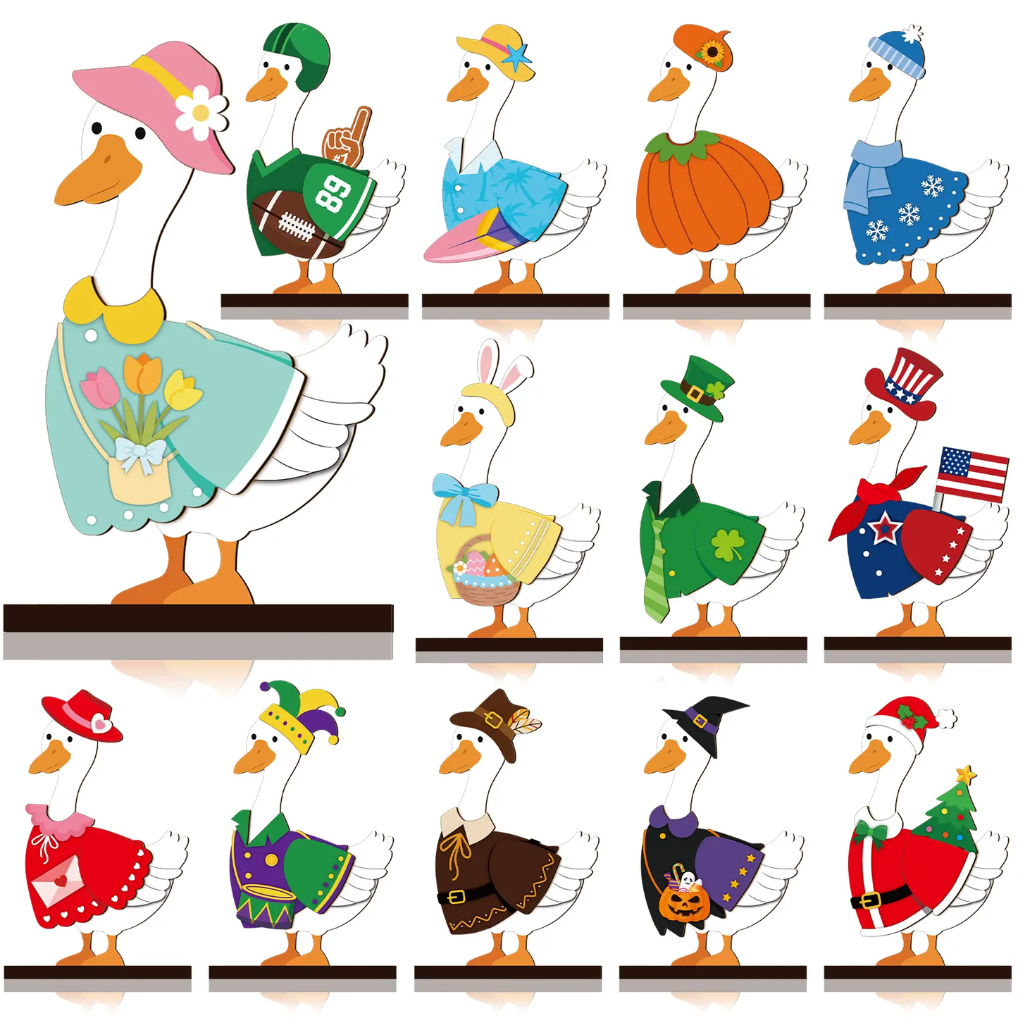Cute animal wooden signs with multiple magnetic holiday accessories