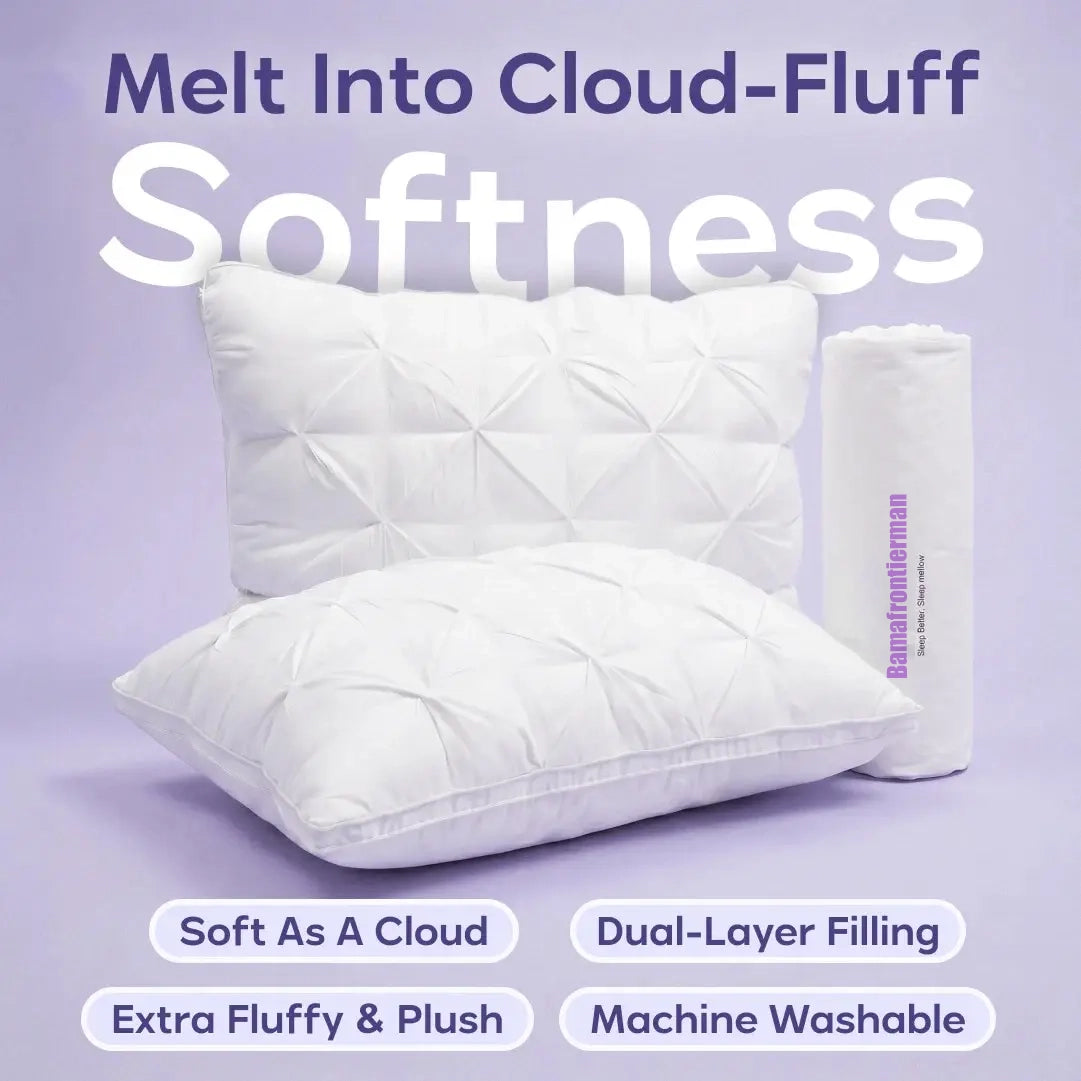 Extra-Fluffy Dual-Layer Pillow, Cloud-Like Soft Plush Bed Pillow with Breathable Support