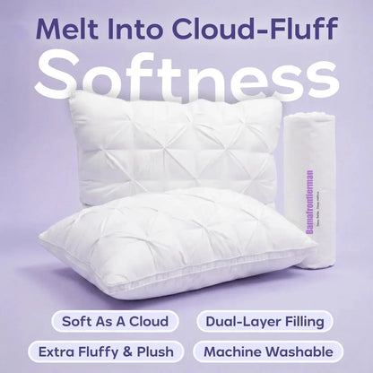 Extra-Fluffy Dual-Layer Pillow, Cloud-Like Soft Plush Bed Pillow with Breathable Support