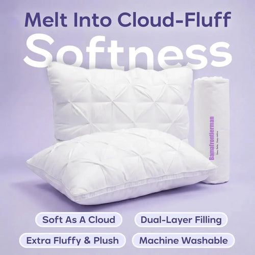 Extra-Fluffy Dual-Layer Pillow, Cloud-Like Soft Plush Bed Pillow with Breathable Support