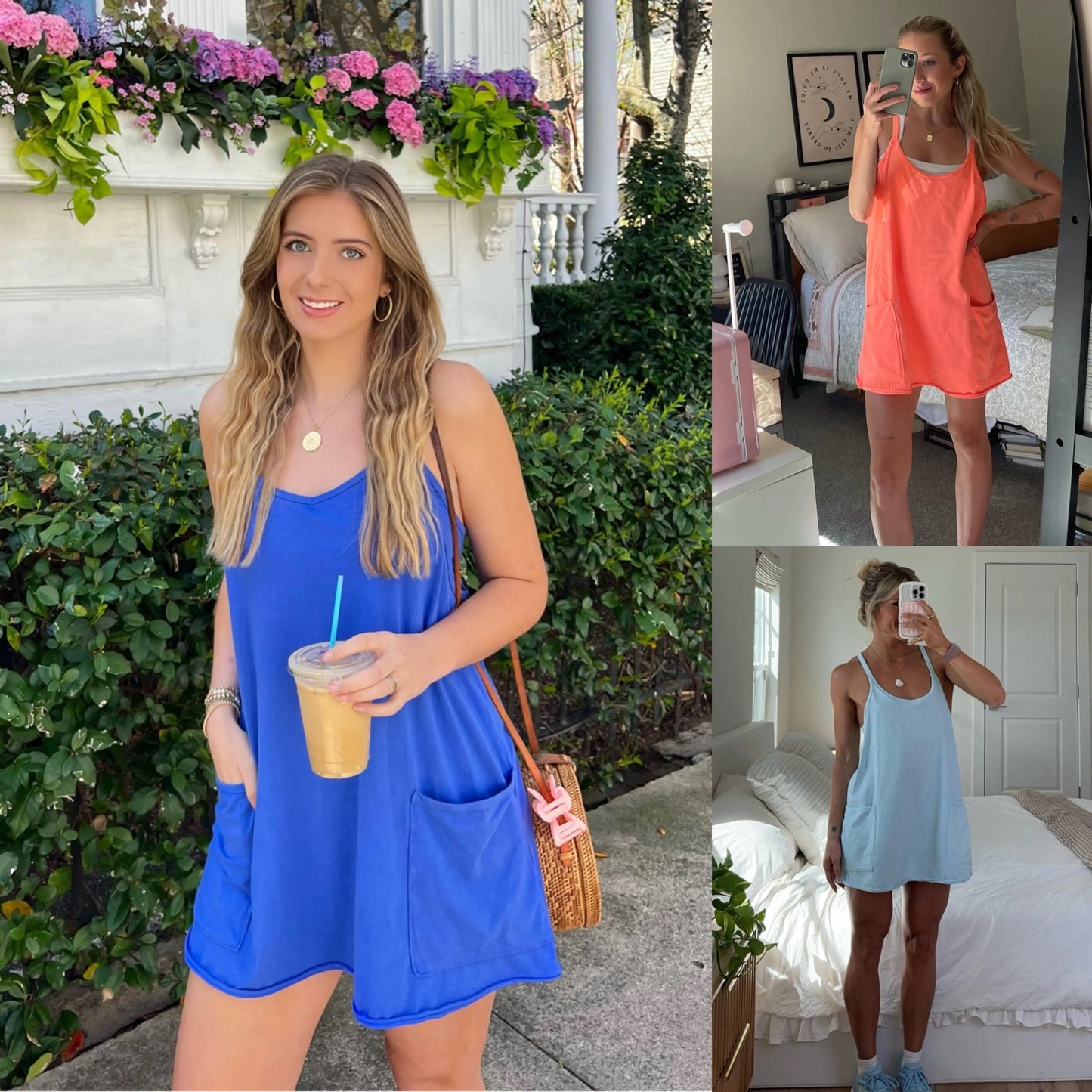 Women's Summer Sleeveless Mini Dress- Built-in Shorts Sundress