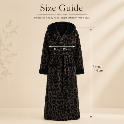 Bamafrontierman™ Hooded Long Leopard Print Bathrobe - Thickened Flannel Fabric