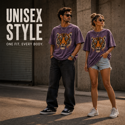 Unisex Retro Tiger Stripe Pattern Short-Sleeve T-Shirt