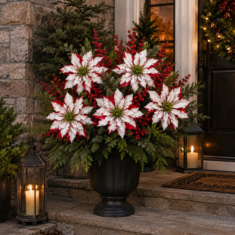 🌸Classic Red Poinsettia Planter Inserts – The #1 Christmas Flower That Never Wilts, Never Fades, Never Needs Watering