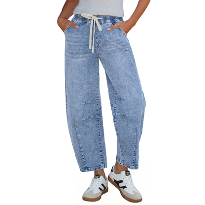 Women's high-waisted stretch wide-leg jeans
