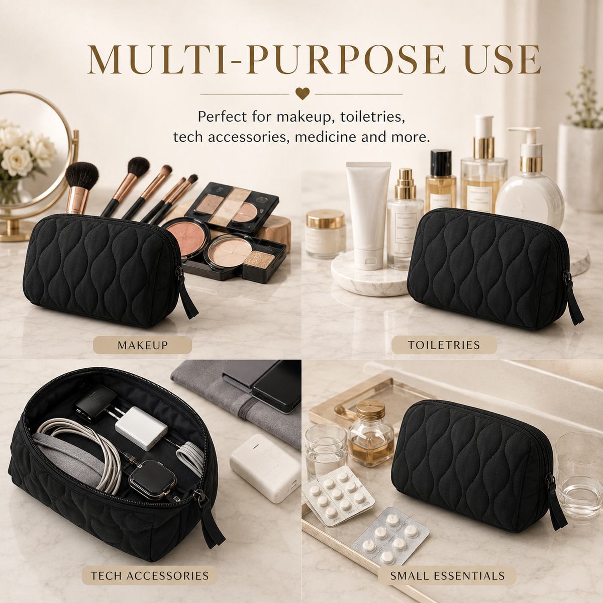 Large Capacity Quilted Fluffy Storage Bag For Women