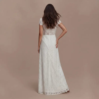 Lace Cutout Round-Neck Split Dress Set