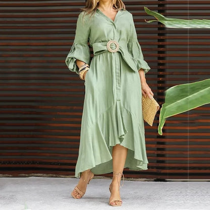 V-neck lapel waist-skimming dress(Buy 2 free shipping)