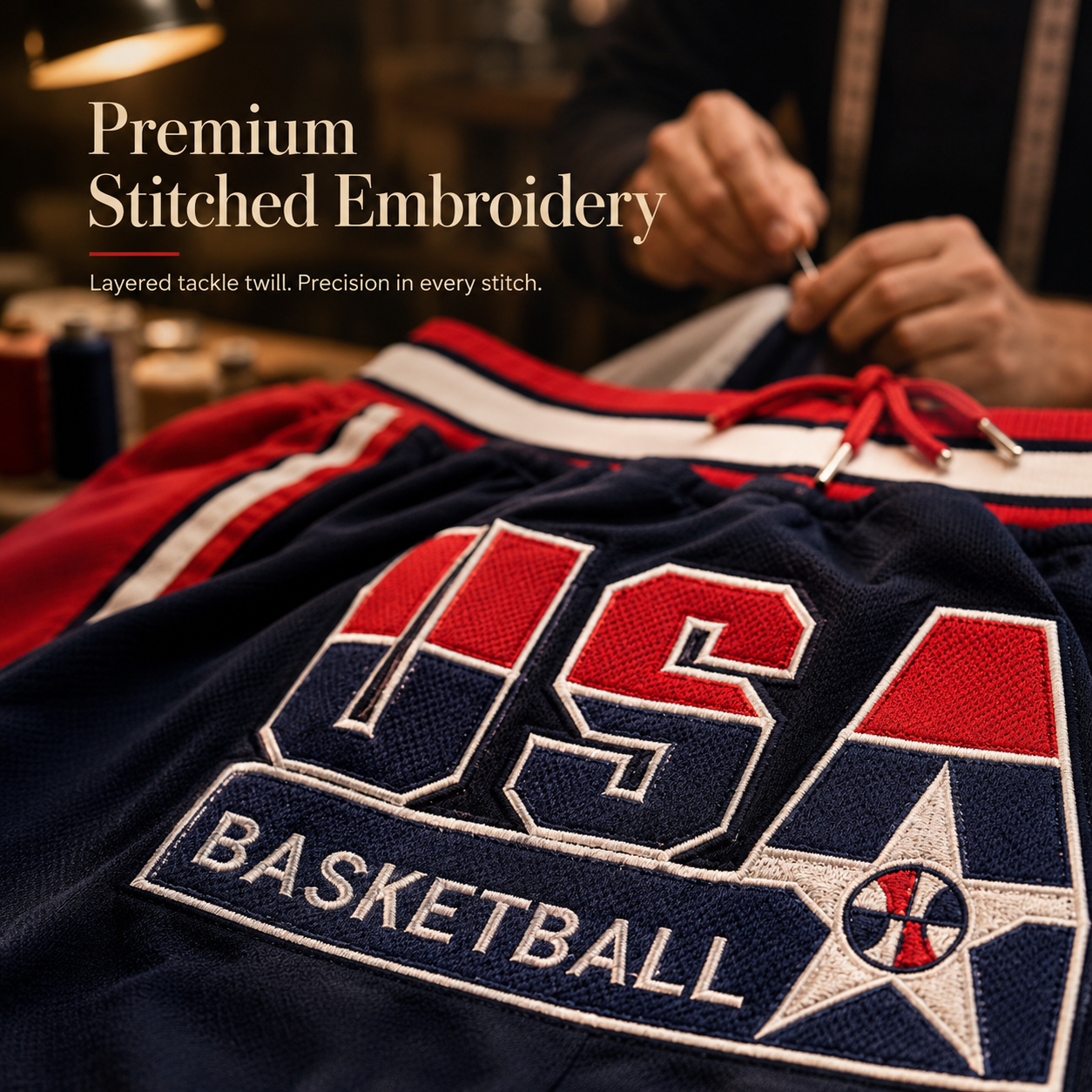 The Classic '92 Dream Edition USA Shorts – High-Quality Embroidered Retro Hardwood Basketball Shorts