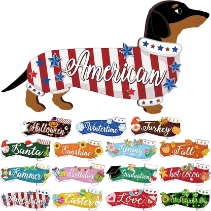 Cute animal wooden signs with multiple magnetic holiday accessories