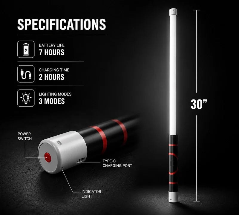 Bendable LED Flashlight Stick – 27" Flexible LED Work Light, High Lumen Magnetic Inspection Light