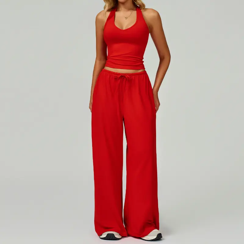 🏃‍♀️Sportswear Set – Adjustable V-neck tank top and wide-leg pants🏃‍♀️