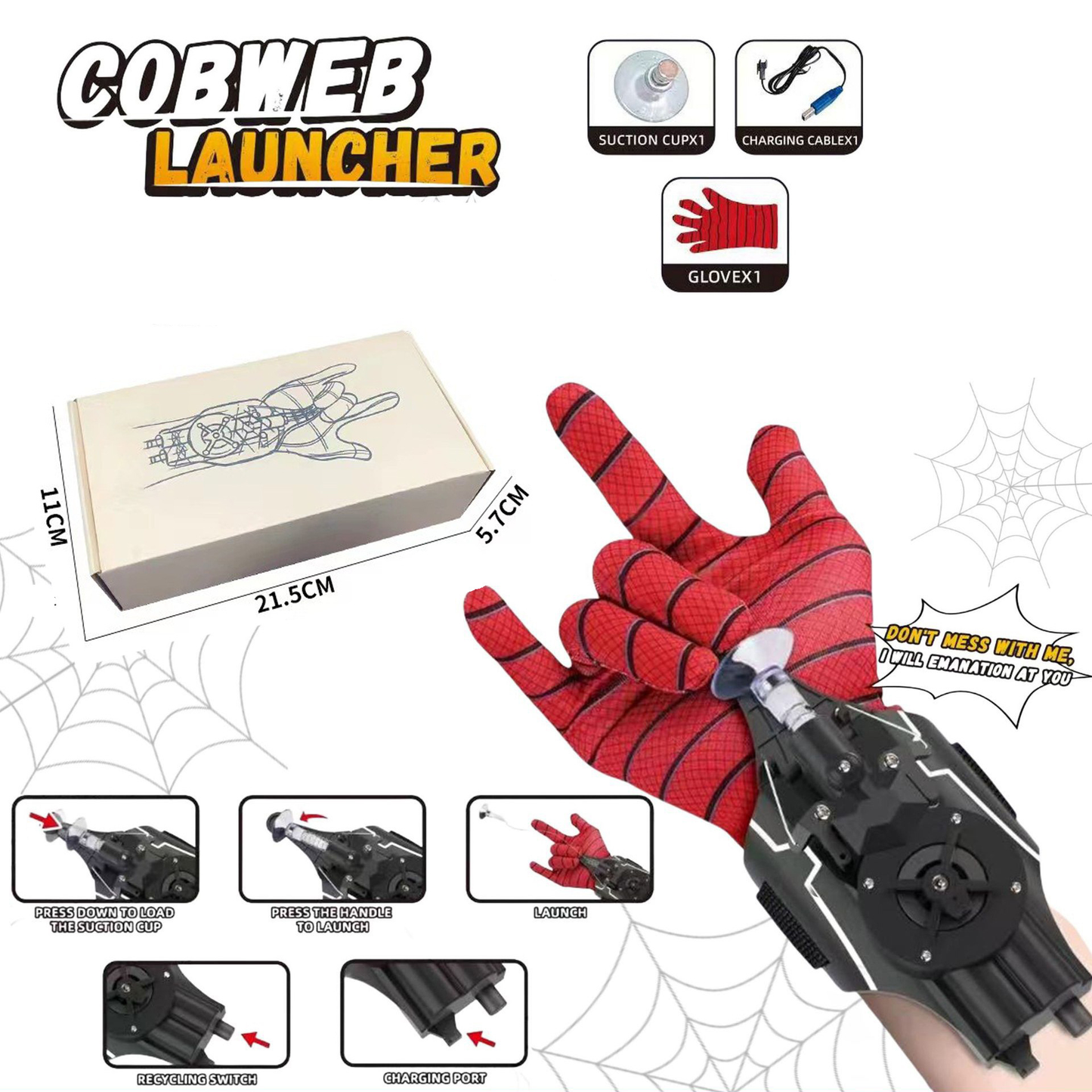 Electric Spider Web Launcher Toy - Automatic Rebound, Dual Heads Replaceable