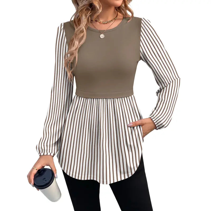 Women's Long Sleeve Tunic Top with Flattering Empire Waist