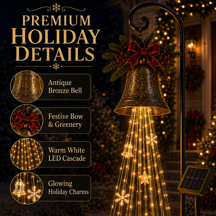 🎄 Christmas Bell Cascade Solar Yard Light