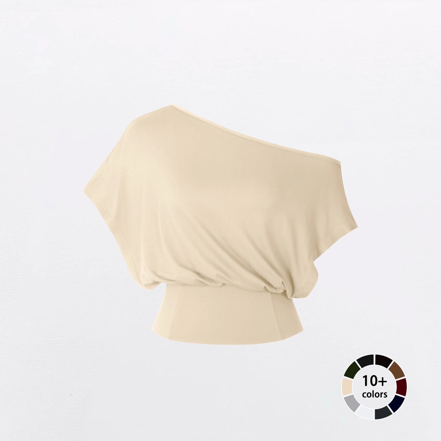 Women Off Shoulder Crop Top, Soft Stretchy Slim Fit Short Sleeve Shirt