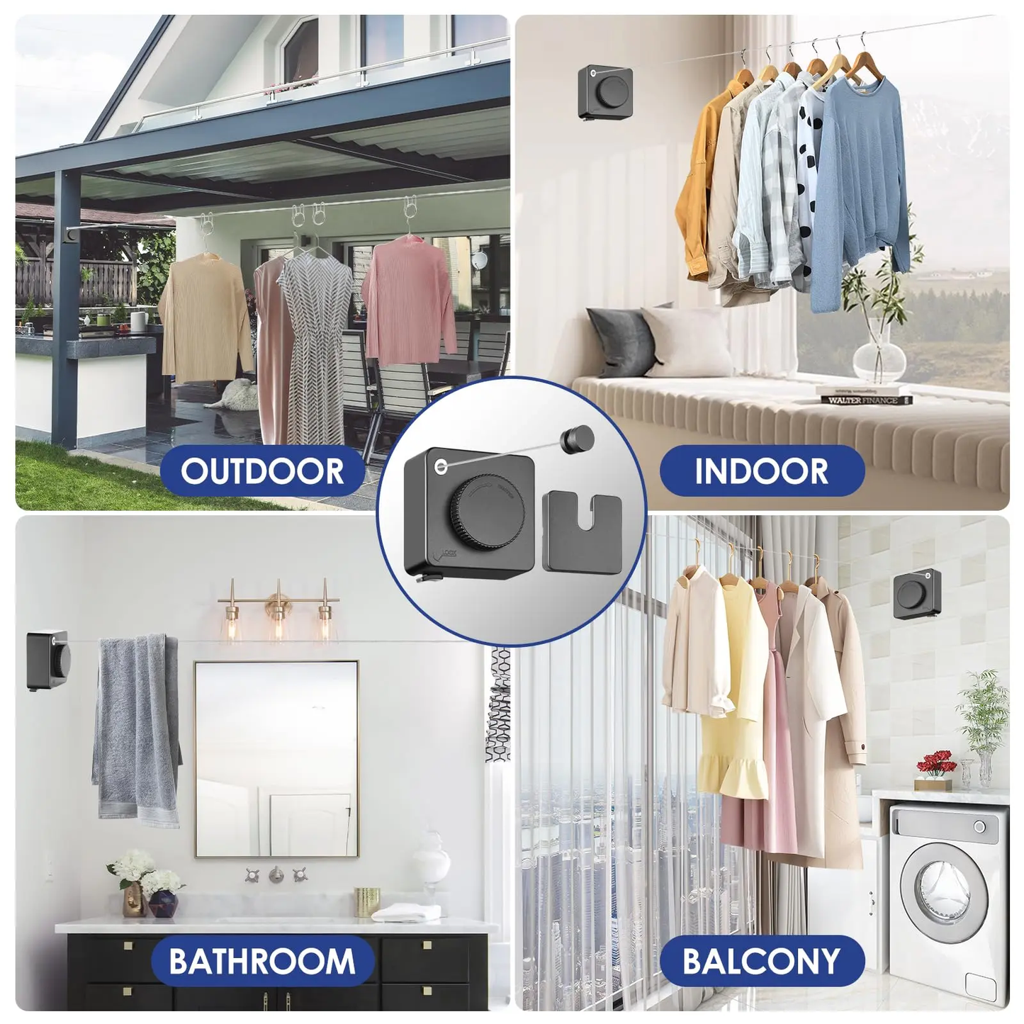 Wall-mounted adjustable telescopic stainless steel clothes rack