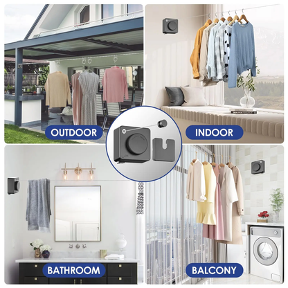 Wall-mounted adjustable telescopic stainless steel clothes rack