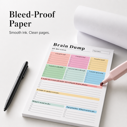 ADHD Brain Dump Planner Notepad - 50 Tear-Off Sheets (8.5x6.5in)