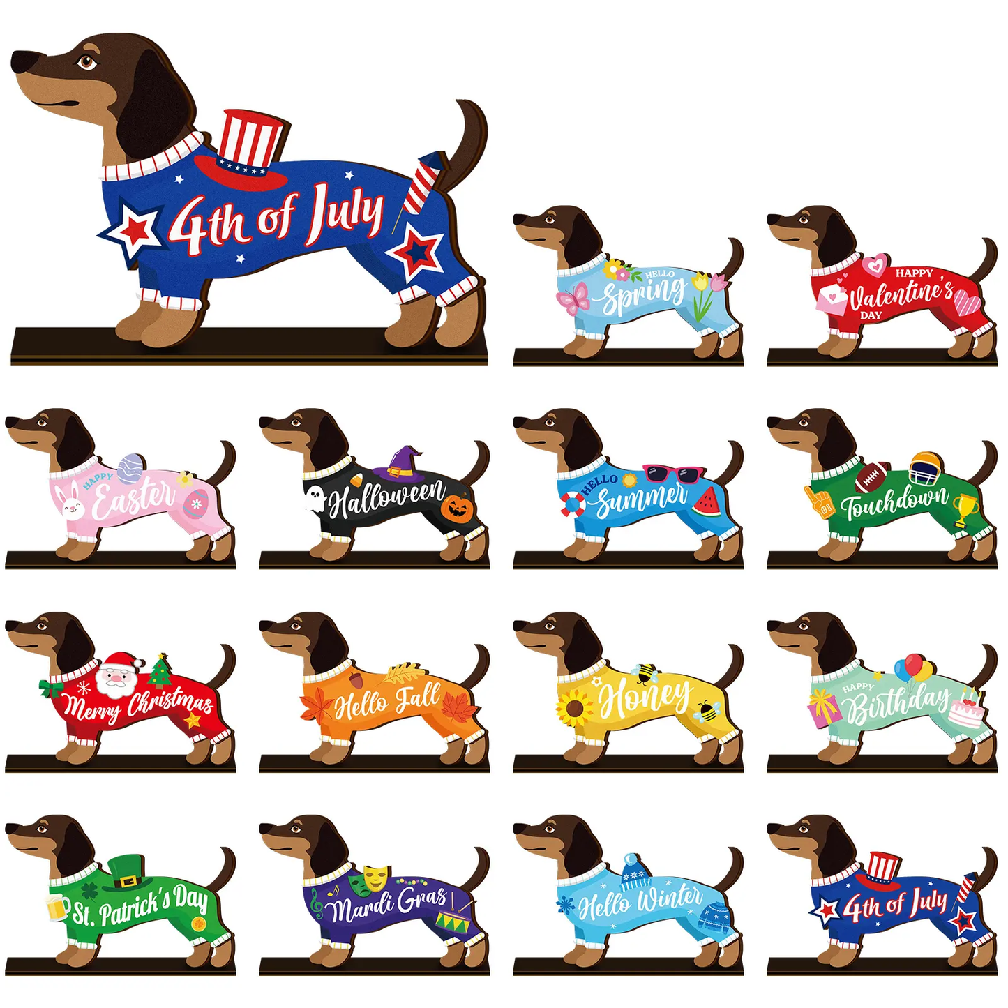 Cute animal wooden signs with multiple magnetic holiday accessories
