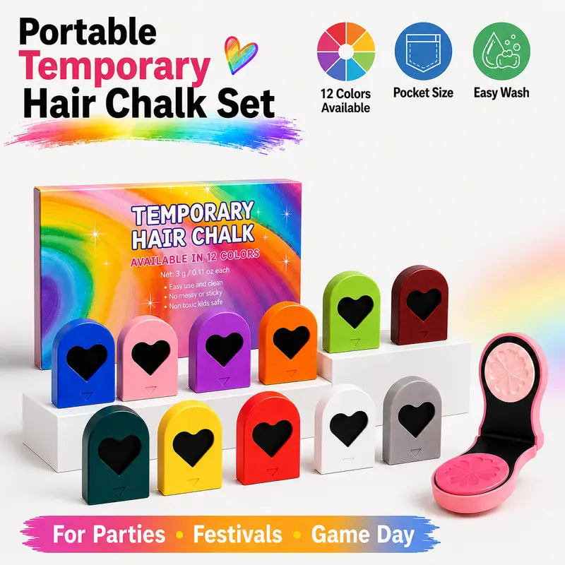 12-Color Matte Hair Chalk Powder Clamp