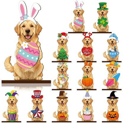 Cute animal wooden signs with multiple magnetic holiday accessories